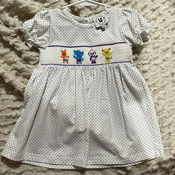 word party dress Awe Smocks Knit Smocked Word Party Dress size 18M